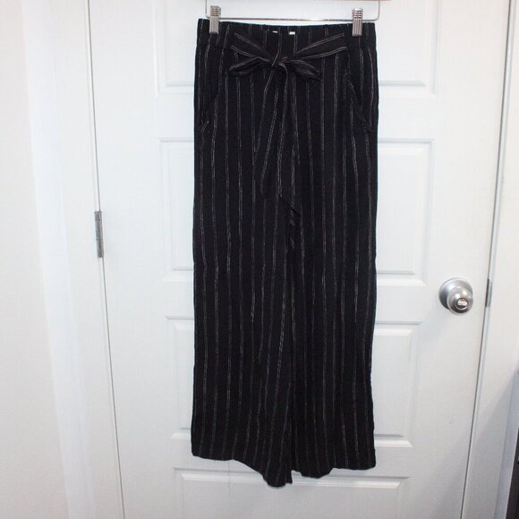 Aritzia Wilfred Faun Pants High Rise Crop Wide Leg with Waist tie Size small 2-4 - Picture 1 of 4